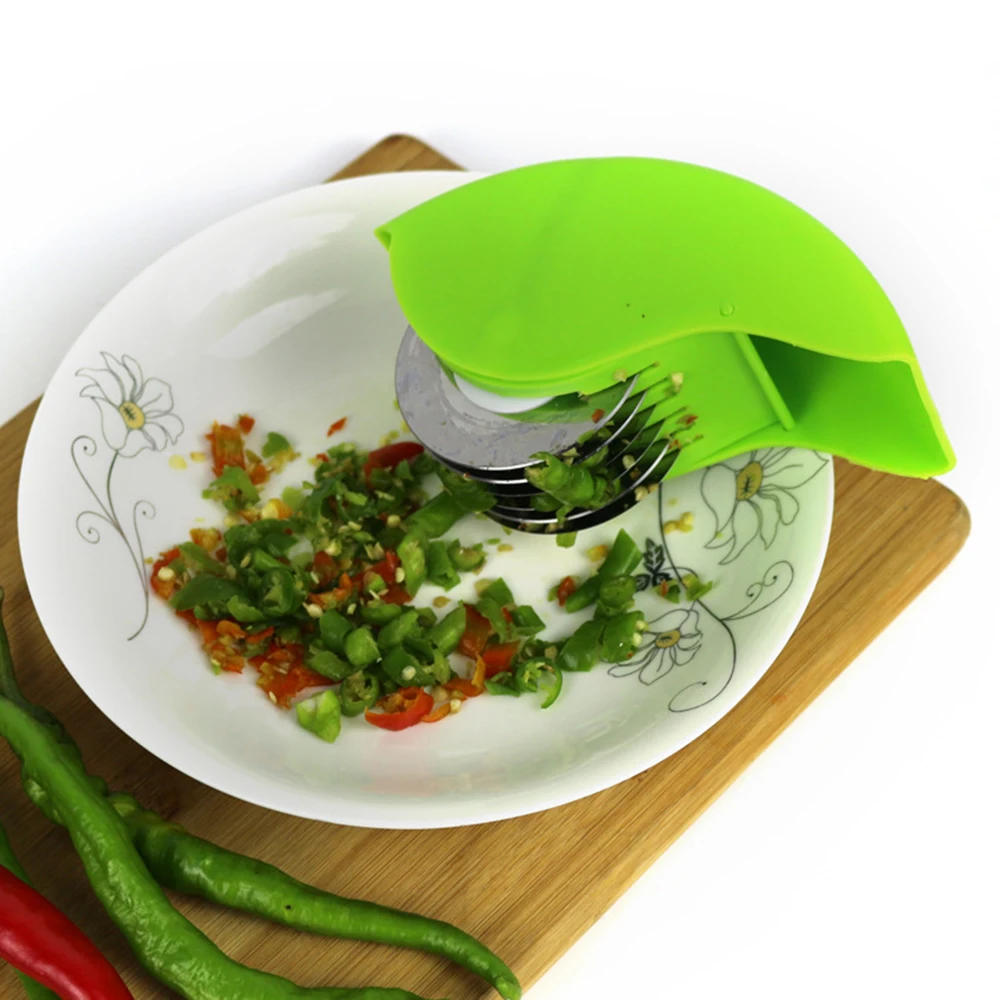Прямая поставка травы прокатки ролл ролики Мясорубка ручной измельчитель для лука-порея ножа для резки ломтиками 6 Нержавеющая сталь лезвие Кухня овощерезка