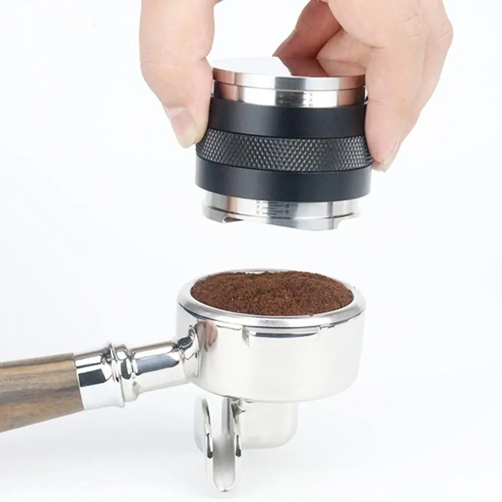 

51/53/58mm Adjustable 304 Stainless Steel Coffee Espresso Tamper Three Angled Slopes Base Thread Distribution Tools