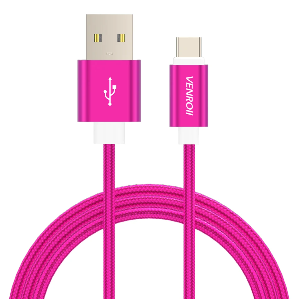 Venroii usb type-C кабель для samsung S9 S8 Быстрая зарядка type-C зарядный провод USB C кабель для Xiaomi mi9 Redmi note 7 - Color: Rose Red