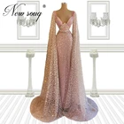 Женское вечернее платье с длинным рукавом, розовое платье с блестками и красным ковром, модель 2021
