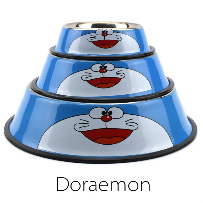 Doraemon Миска из нержавеющей стали для домашних животных, собак, милый мультяшный контейнер для еды для путешествий, для кошек, для уличной питьевой воды, блюдо для питья, посуда Suluk - Цвет: Doraemon