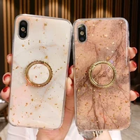 gold foil bling marble for iphone 11 pro max x xs max xr phone cases soft tpu cover for iphone 7 8 6 6s plus 11 ring holder case