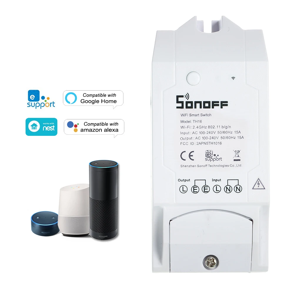 Умный Wi Fi переключатель SONOFF TH16 16 А/3500 Вт беспроводной комплект для автоматизации