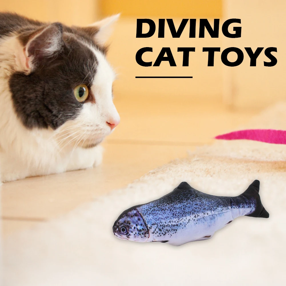

Electric Cat Toy Fish Simulation Dancing Jumping Moving Floppy Fish for Pet Kitten Cat Toys Interactive USB Charging