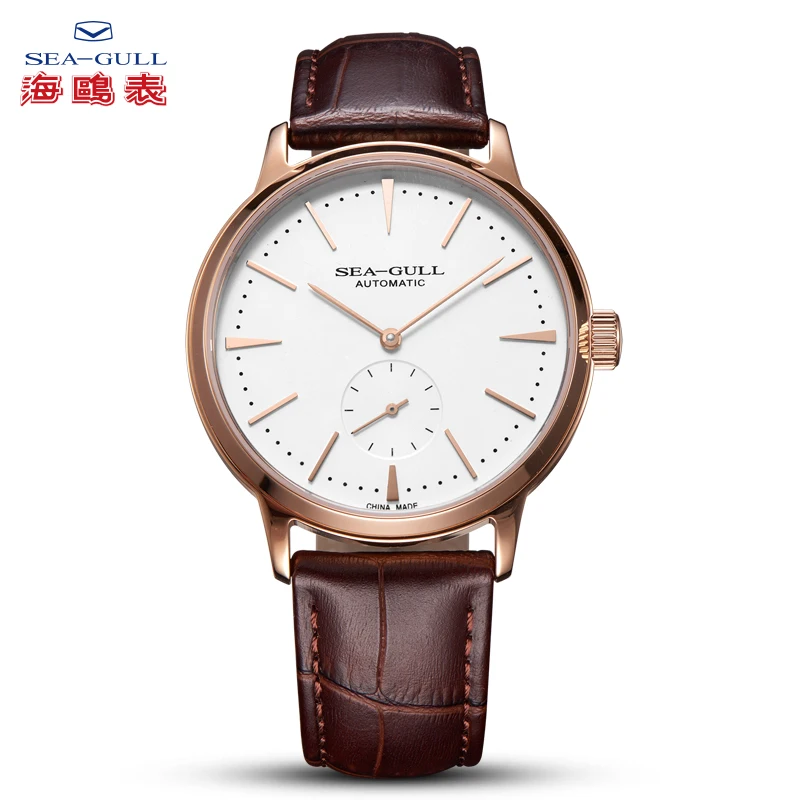 

Новые мужские механические наручные часы Seagull, 50 м, водонепроницаемые, кожаные, мужские часы с днем святого валентина, 519.12.6075