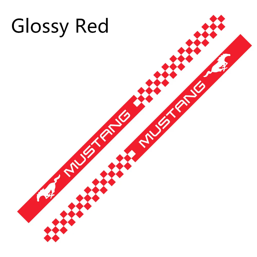 Glossy Red 2 шт. боковые полосы автомобильные наклейки Автомобильная виниловая пленка наклейка Спортивная графика для Ford Mustang автостайлинг автомобильные принадлежности для тюнинга - Название цвета: Glossy Red