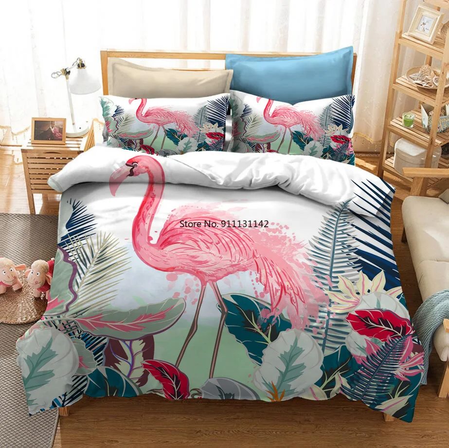 

Tropical Flamingo 3D Printed Bedding Set Duvet Covers Pillowcases Comforter Bedding Set Bedclothes Bed Linen(NO Sheet)