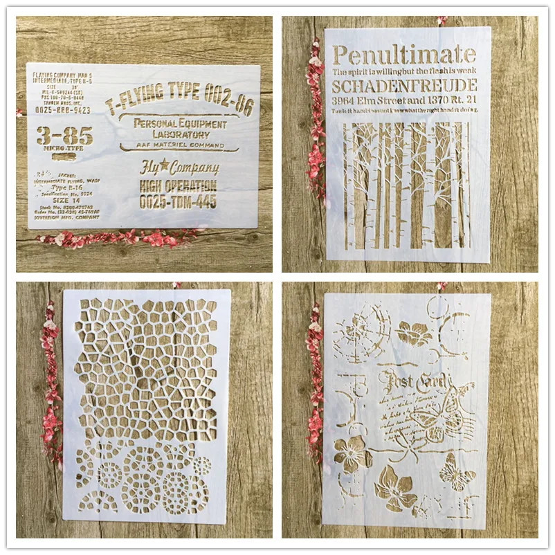 4 шт./каждая партия цветов А4 DIY ремесло многослойный трафарет живопись скрапбук