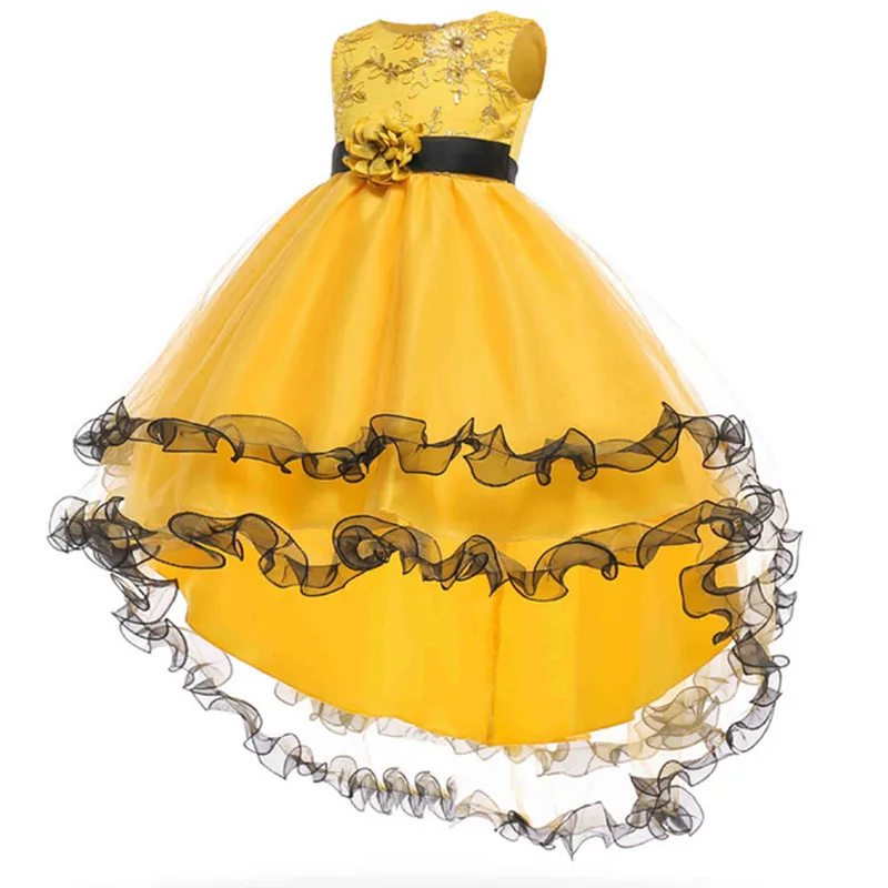 Детское вечернее платье принцессы без рукавов с цветочным рисунком для девочек