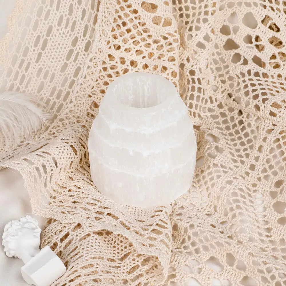 

Sporadic 1pc Natural Selenite Candle Holders Candle Sticker Crystals Stones Home Decor Party Wedding Dinner Decoration