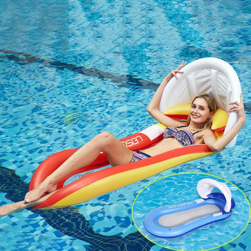 

Inflatable Bed Pool Floater Swimming Pool Accessories Inflatable Swimming Ring Pool Lounger with Head Pillow for Adults Kid