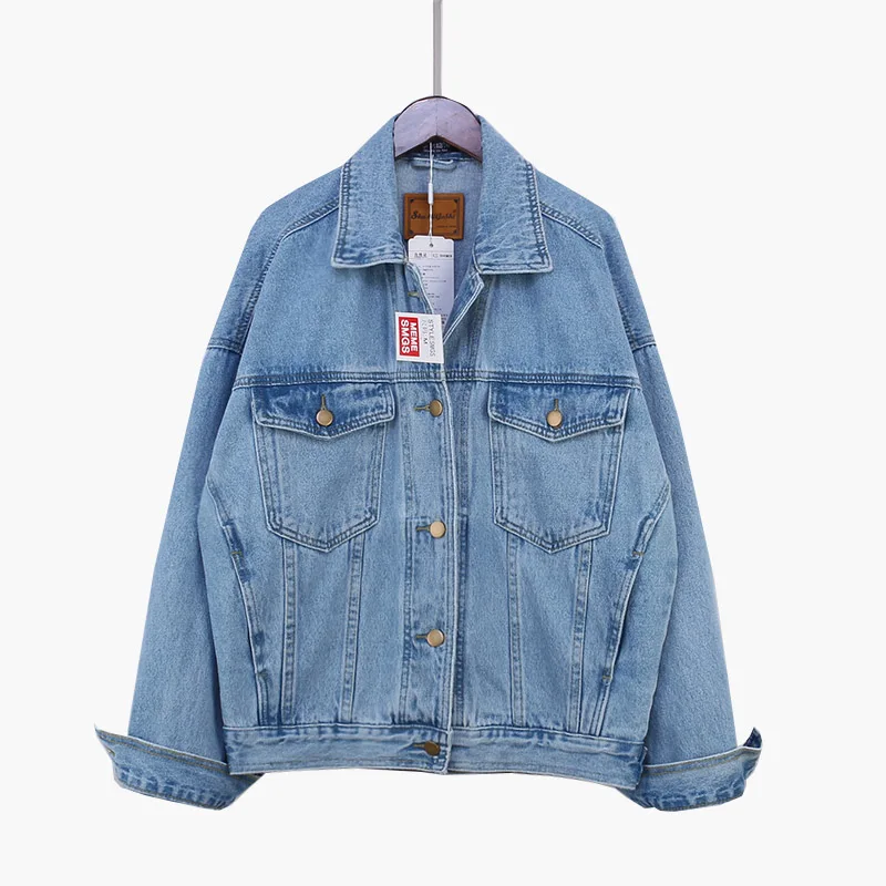 Spring and Autumn New Loose BF College Style Denim Jacket Women's Popular Korean Denim Short Gown Top Large Size