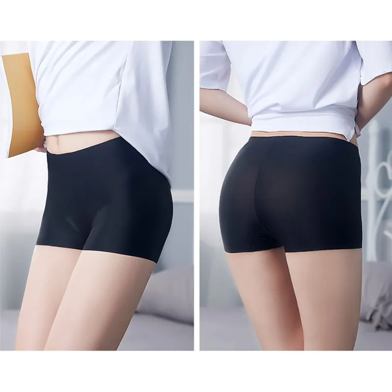 Women's Ice Silk Safety Shorts Invisible Seamless Boxer Briefs Underwear Boyshort