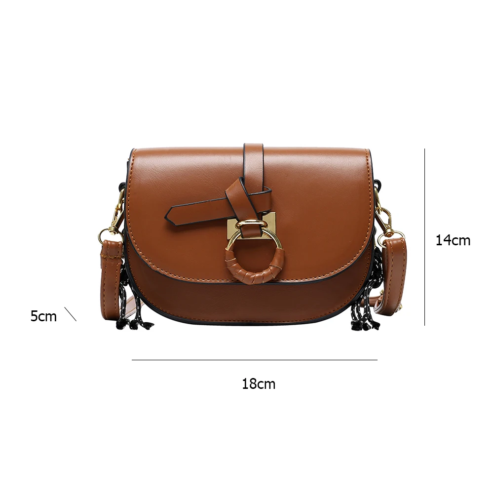 

Retro Women PU Leather Shoulder Saddle Bag Lady Solid Small Crossbody Pouch