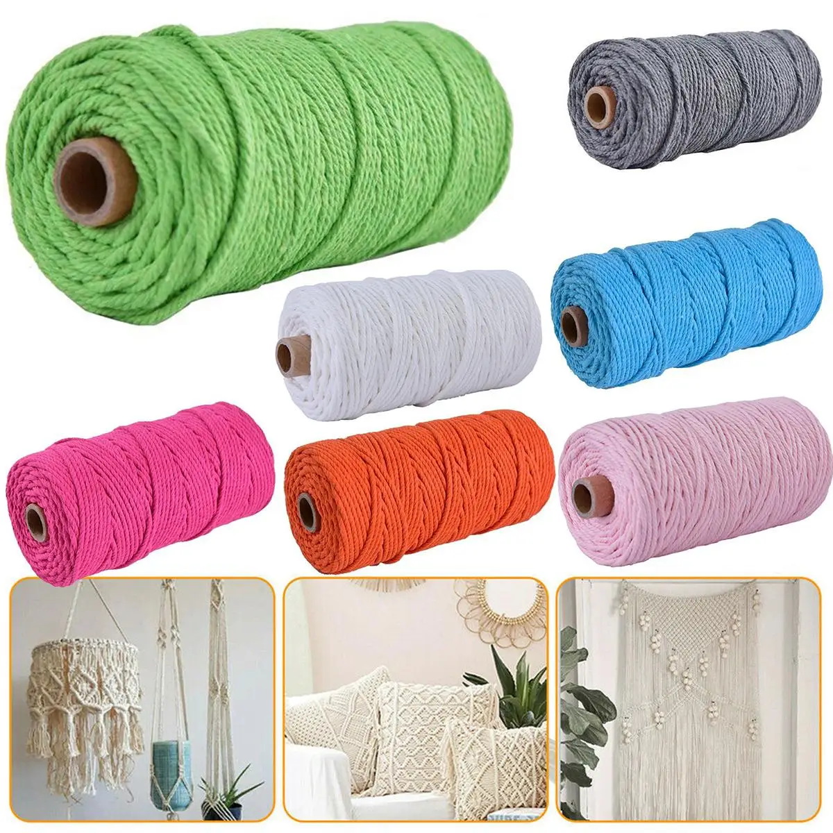 2 мм * 100 м цветная веревка сделай сам плетеная хлопковая нить шнур Гобеленовая