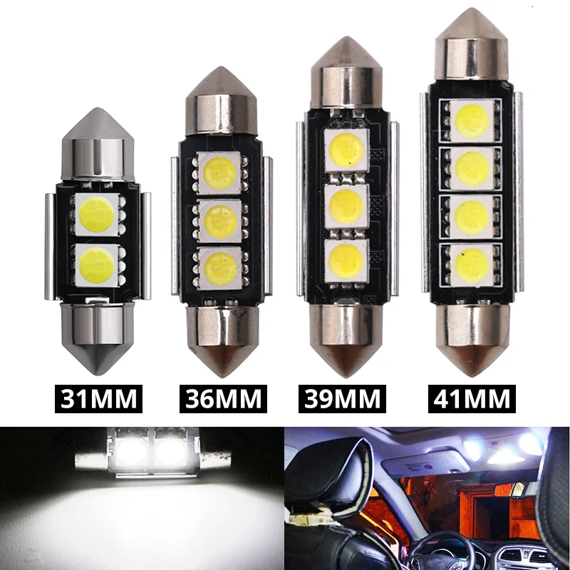 

1x 31mm 36mm 39mm 41mm Led Festoon C5w 3 Smd 5050 Led Can Bus Car Interior Dome Light Festoon Reading Lamp Canbus Error Free