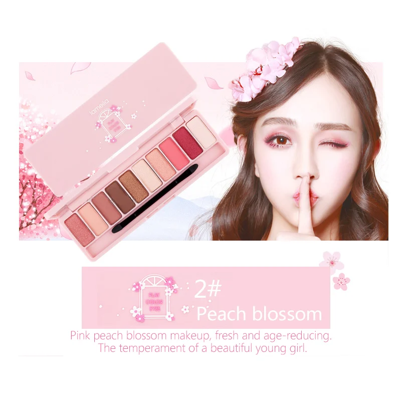 02-Peach blossom Модная палитра теней для век, 10 цветов, матовая палитра теней для век, блестящие тени для век, макияж телесного цвета, косметический набор для макияжа, инструменты - Цвет: 02-Peach blossom