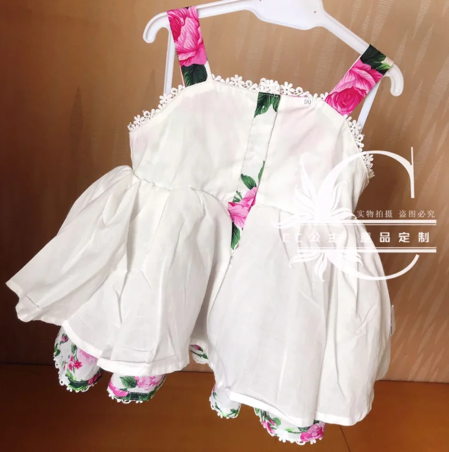 

New Spanish Lolita princess dress baby girl spaghetti strap printed cute dress for Kids vintage dress ball gown dress