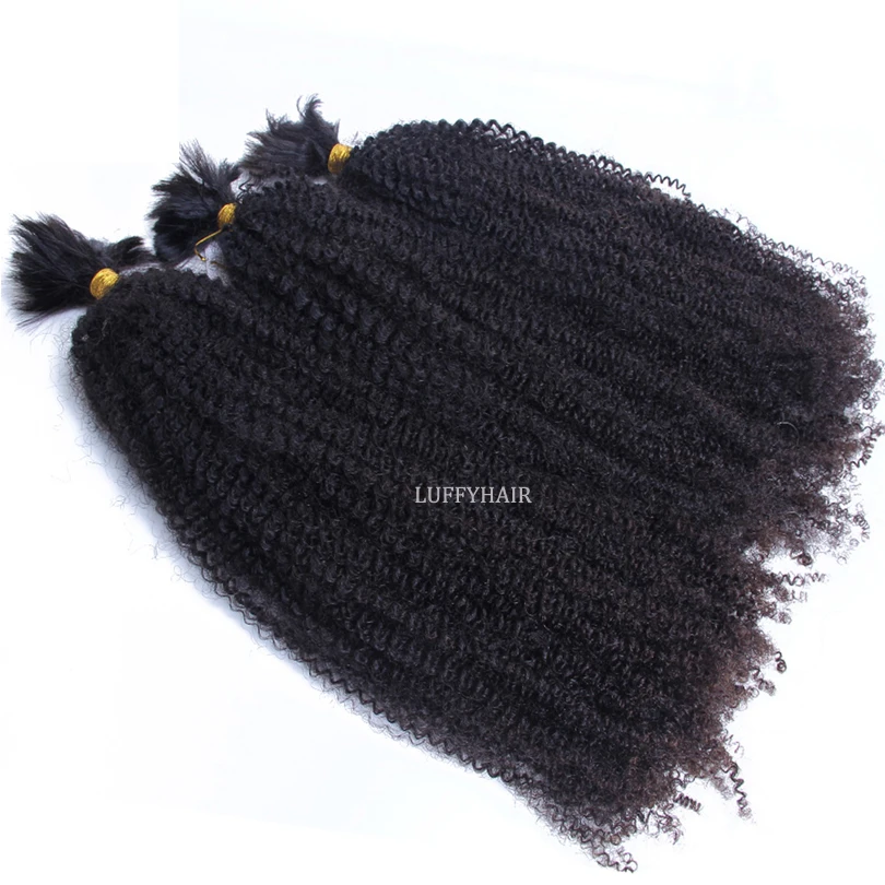 

30inch Long Afro Kinky Curly Bulk Hair For Braiding Mongolian Remy Hair Weaving No Weft Kinky Curly Human Hair Bundles 1/3Pcs