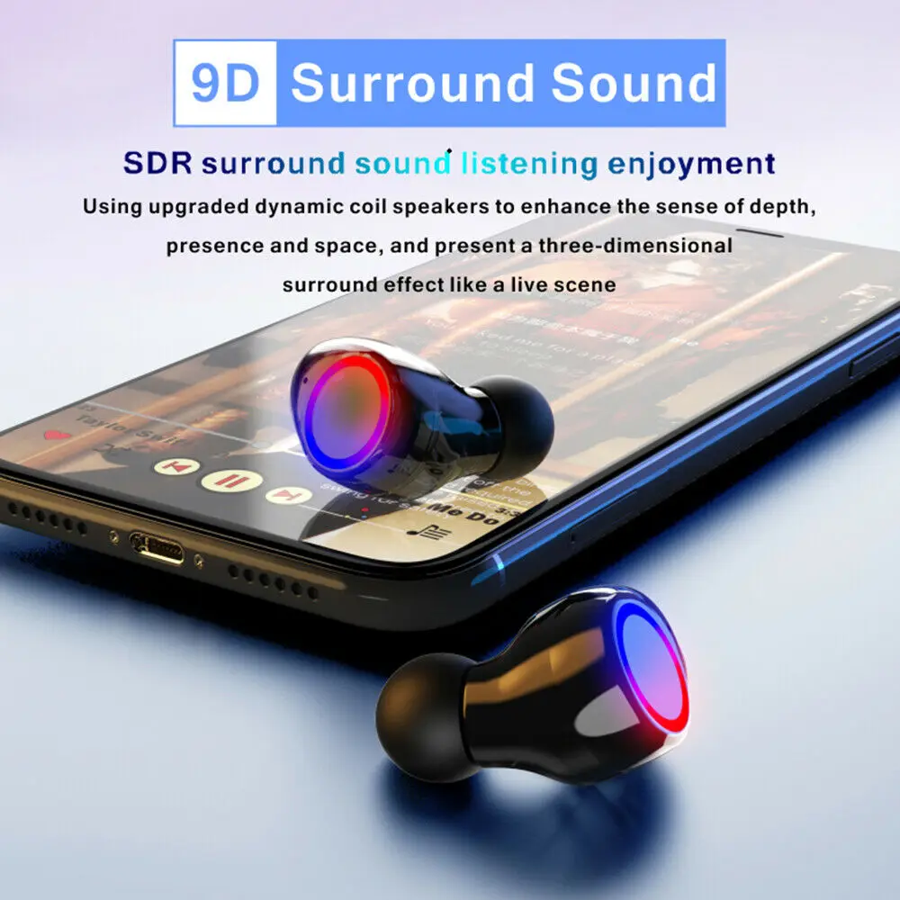 Bluetooth 5 0 9D HiFi наушники TWS спортивные водонепроницаемые с шумоподавлением стерео