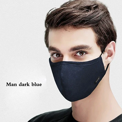 Men blue Чистый хлопок против пыли рот маска для мужчин и женщин ветрозащитный Рот маска бактерии против гриппа Регулируемая смываемая маска для лица многоразовые - Цвет: Men blue