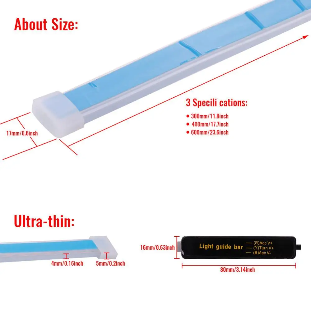 

2Pcs Ultrafine Cars DRL LED Daytime Running Lights White Turn Signal Yellow Guide Strip for Headlight Assembly Drop Shipping