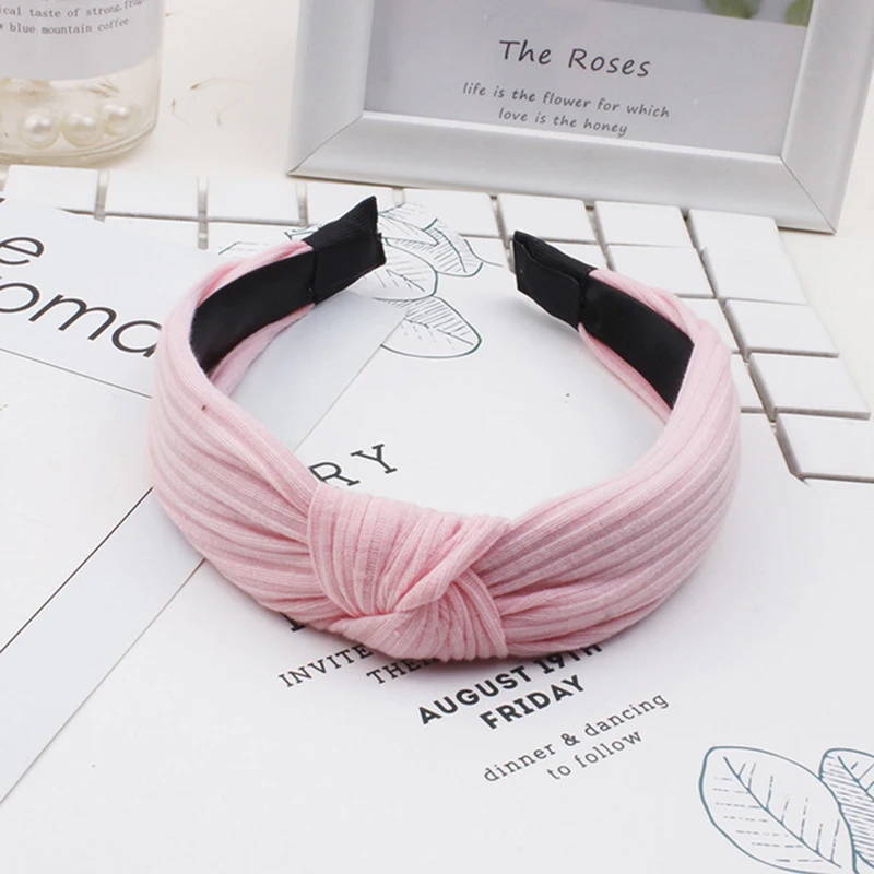 

Women's Korean Hair Accessories Knitted Hairband Solid Color Retro Hairband Elastic Stretch Hairband