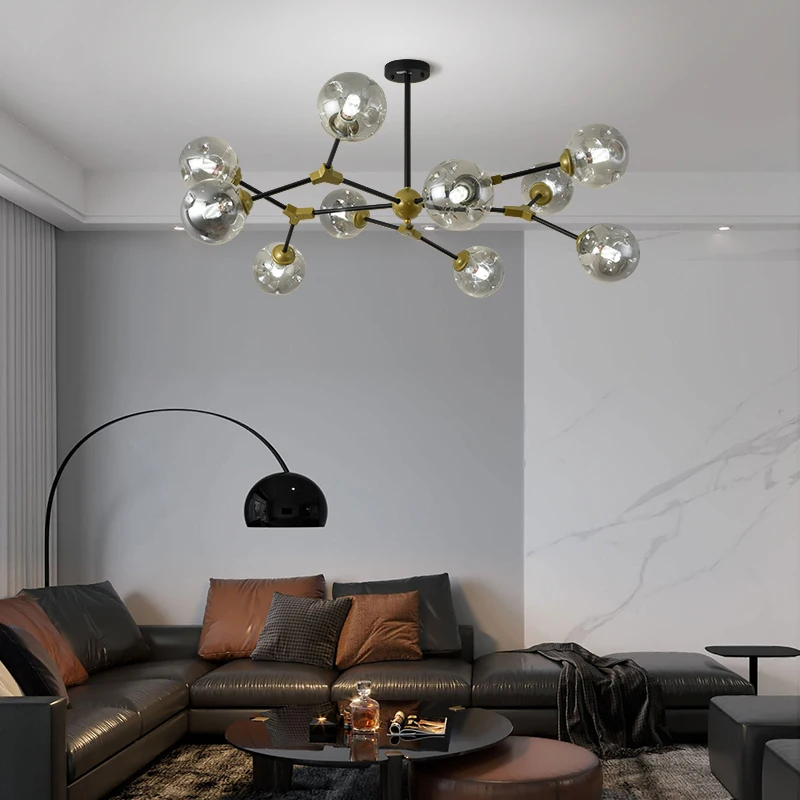 

Modern Minimalist Kitchen Chandeliers Home Living Dining room Grey Glass Bubbles Chandelier Loft Luxury Molecular Chandelier