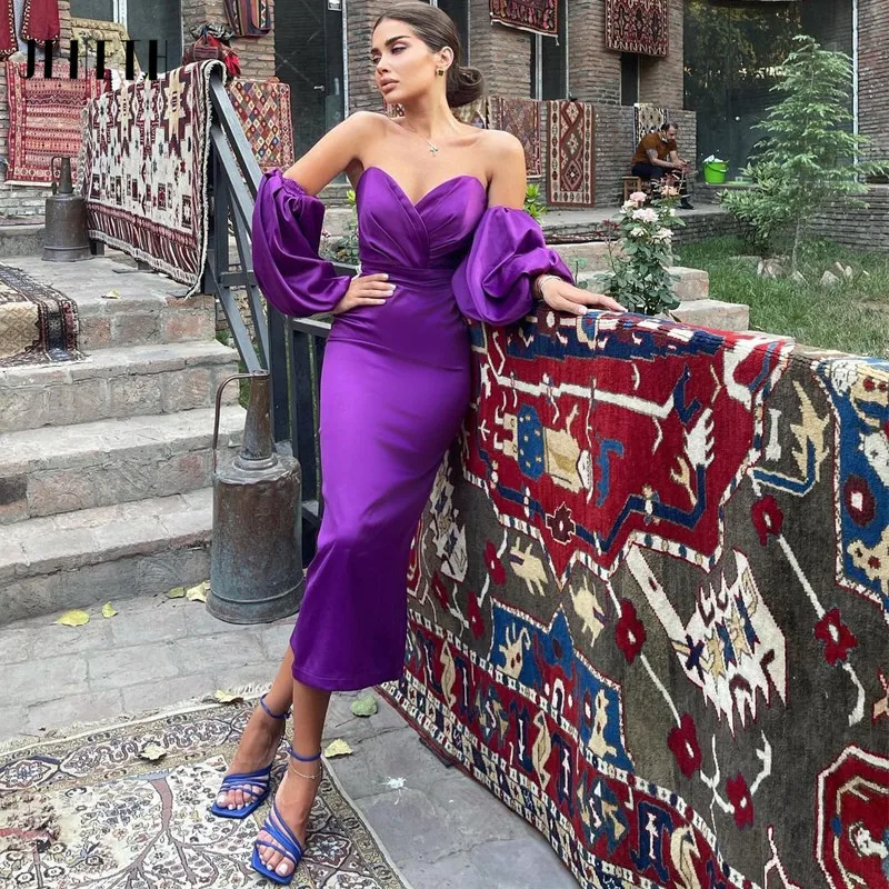 Сексуальные платья JEHETH для выпускного вечера милое атласное женское фиолетовое
