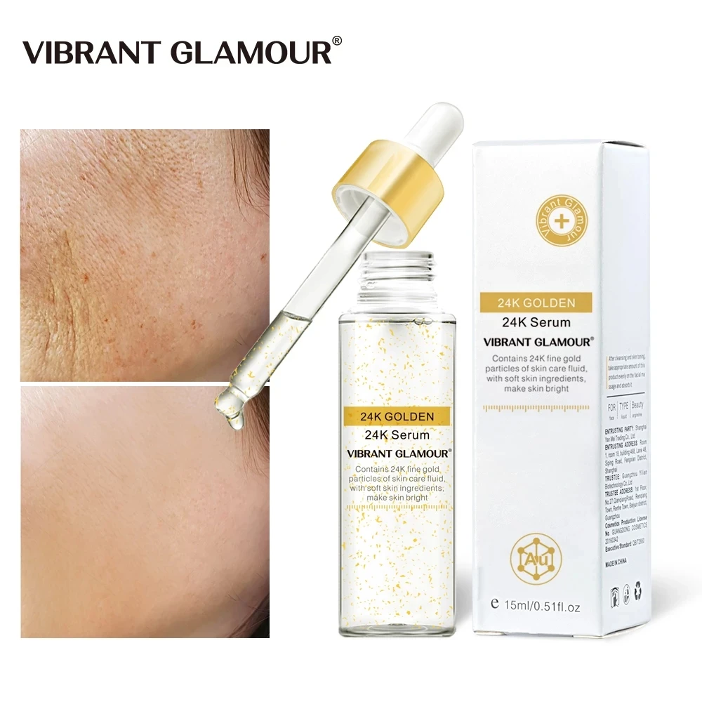 

VIBRANT GLAMOUR Gold Face Serum Whitening Anti-aging Anti-Wrinkle Hyaluronic Moisturizing Essence Firming Skin Care Product