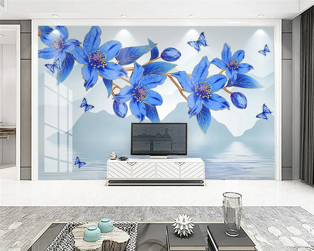 Обои beibehang на заказ современные индивидуальные Настенные обои с синими чернилами