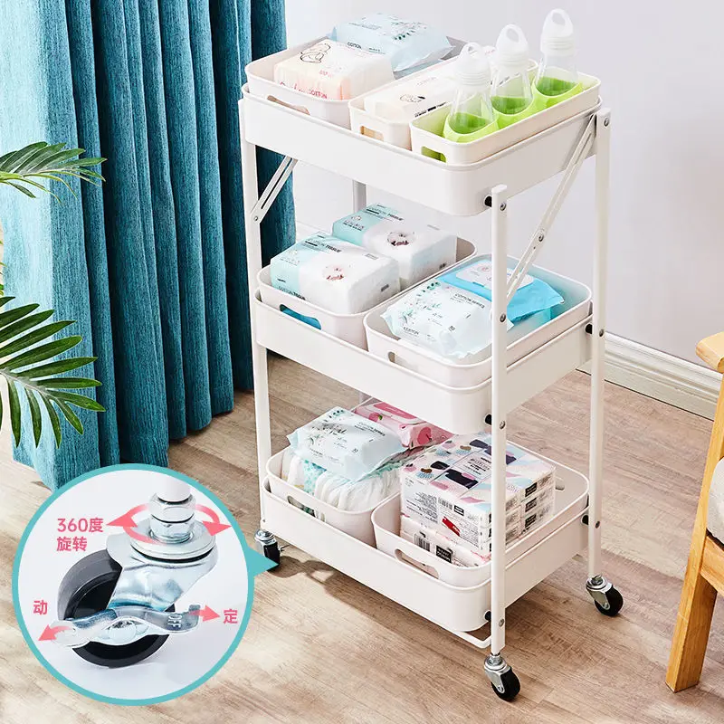 Трехуровневая тележка для хранения вращающиеся колеса органайзер кухни и ванной