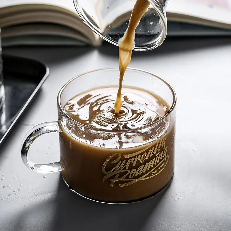 Креативная стеклянная чашка с буквами ручкой большая кружка Офисная чайная