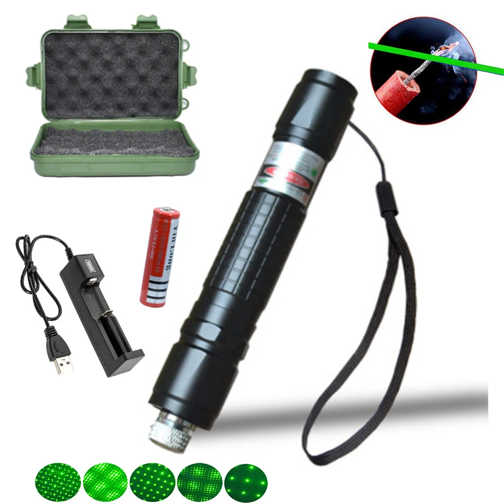 

High-power green laser 018 pointer 5mW outdoor long-distance 10000m laser sight powerful starry sky laser head with USB charger