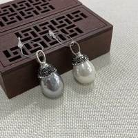 natural pearl shell necklace pendant retro classic water drop bead pendant handmade diy earring jewelry making accessories