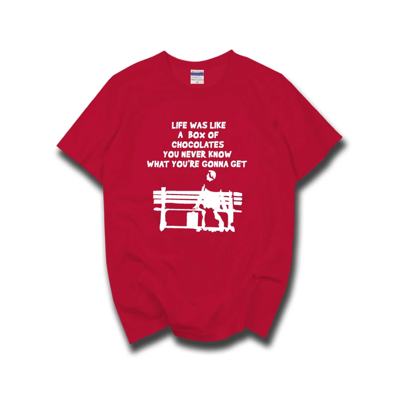 Мужская футболка с коротким рукавом 100% хлопок|cotton tees|jersey menforrest gump |