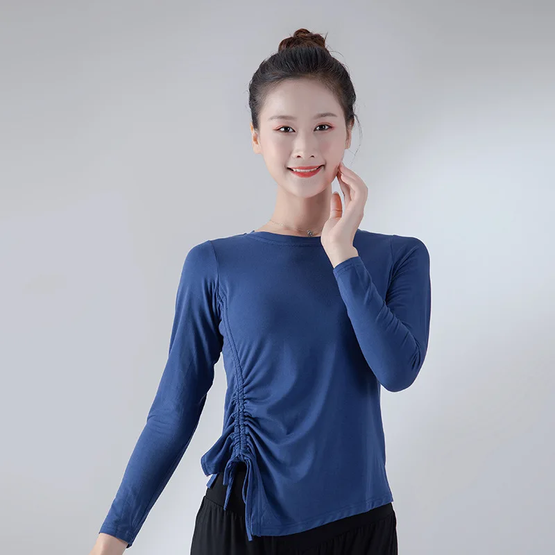 Женский модал Топ для латиноамериканских танцев свободная рубашка с длинными