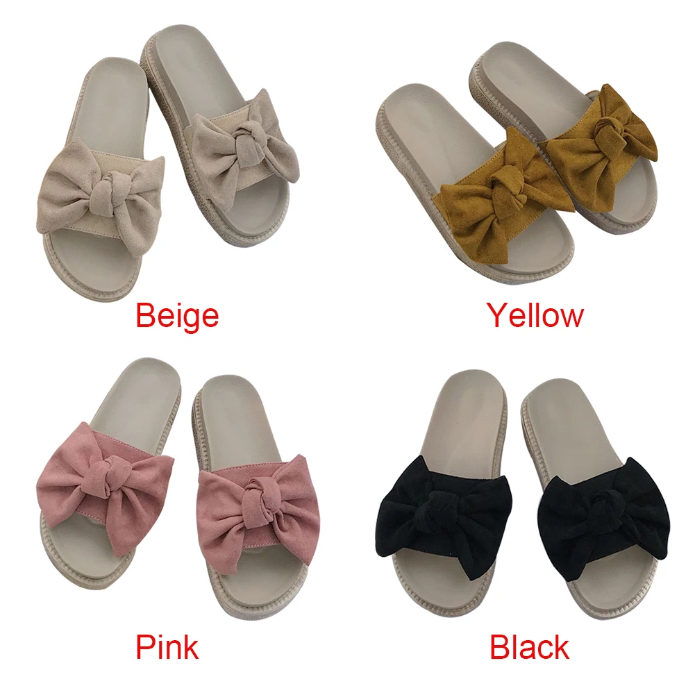 

Summer Fashion Ladies Daily Casual Women Sandal Beach Thick Bottom Platform Slipper Wedge Nonslip Bow Knot Flat Round Toe