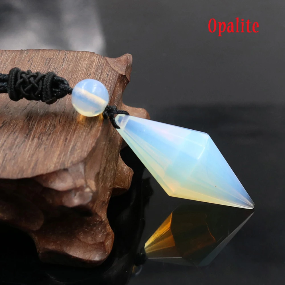 

Natural Stone Necklace Amethyst Blue Sandstone Quartz Crystal Water Cone Pendant Drop Weave Rope Long Necklace for Women Jewelry