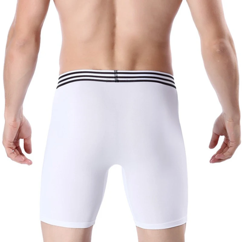Мужское Спортивное нижнее белье, Длинные Трусы-боксеры из Ice Silk, трусы для бега, антифрикционные шорты для фитнеса, эластичные многоцелевые шорты