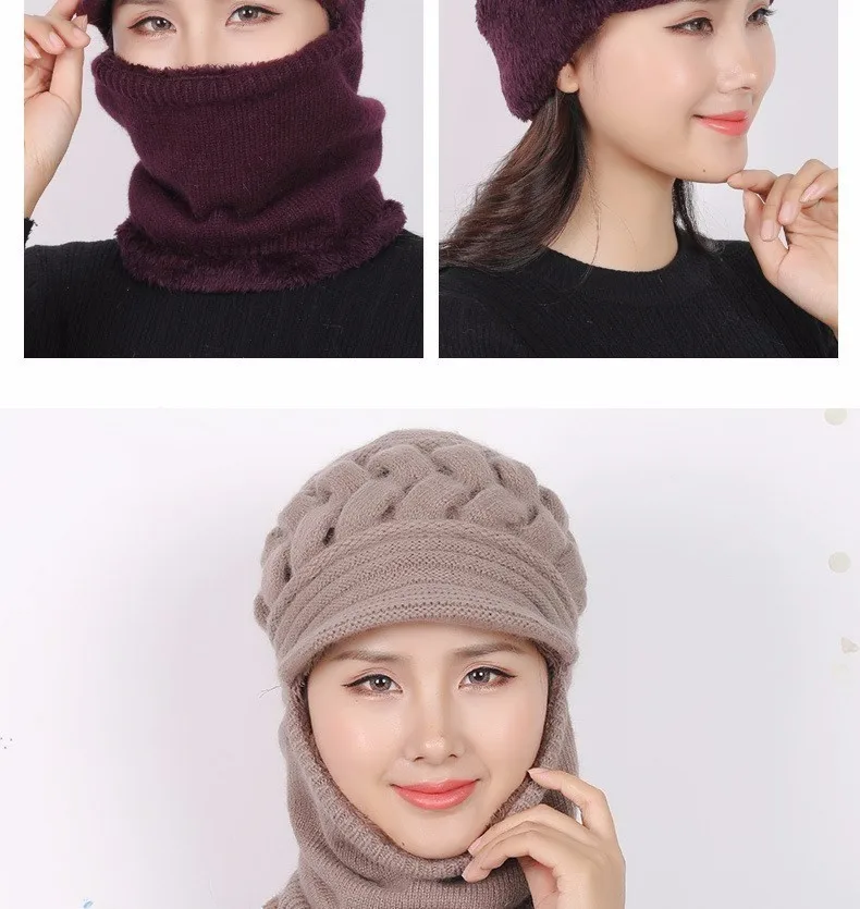 Зимние шапки Skullies Beanies, шляпа для мамы, бини для женщин, шерстяной шарф, шапки, Балаклава, маска, капот, вязанные шапки в полоску