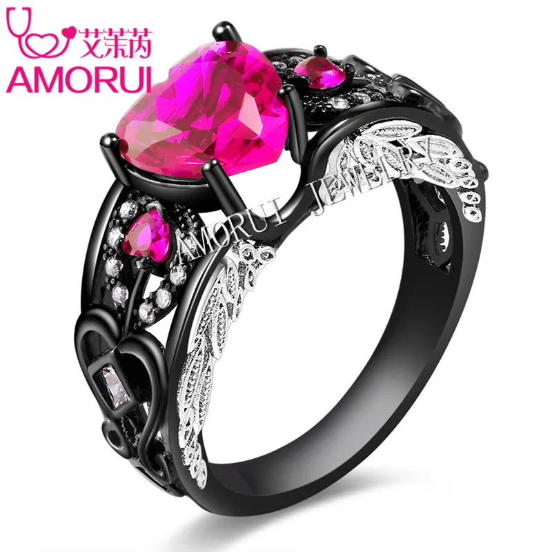 AMORUI Крылья Ангела Кольцо из белого золота для дам/Женская мода AAA Циркон Камень