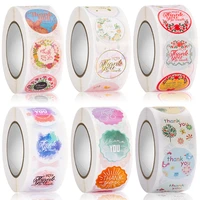 500pcsroll background flower thank you seal sticker colorful 2 5cm size label sticker adhesive tags stickers for festival