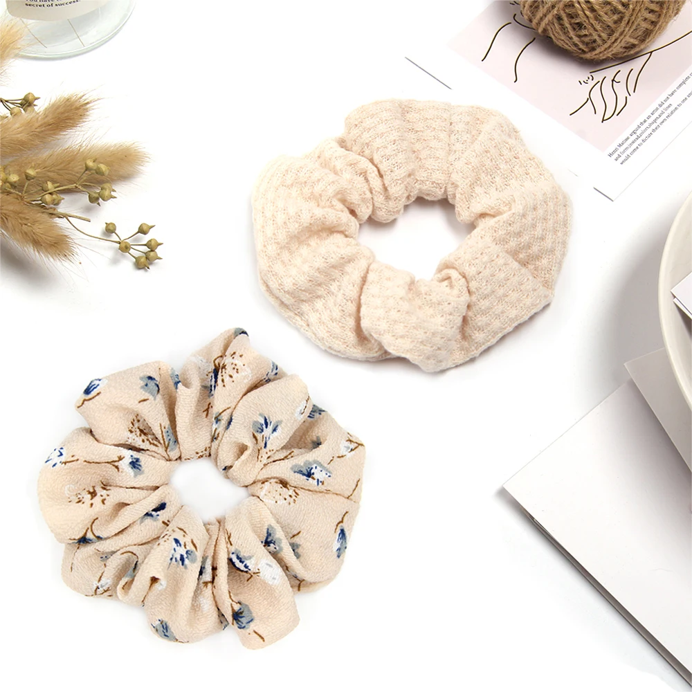 

Однотонные полосатые резинки для волос 2 шт./лот, головные уборы с принтом для женщин и девочек, эластичные резинки для волос, держатель для к...