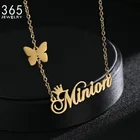 Ожерелье из нержавеющей стали, с бабочкой, индивидуальная именная табличка