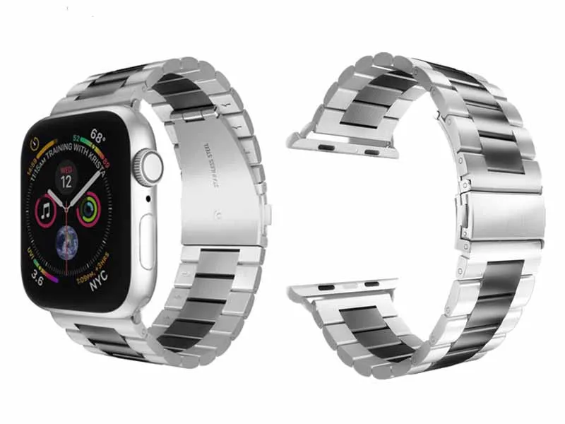 Ремешок для часов аpple ремешок из нержавеющей стали iWatch ремешок металлический ремешок розовый 38 40 42 44 ремешок Пряжка apple series 4 3 2 1 - Цвет ремешка: white