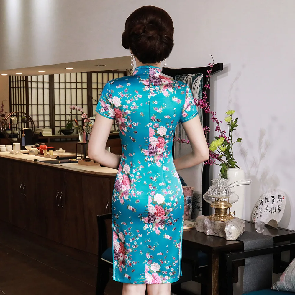Женское платье с цветочным принтом классическое винтажное в китайском стиле
