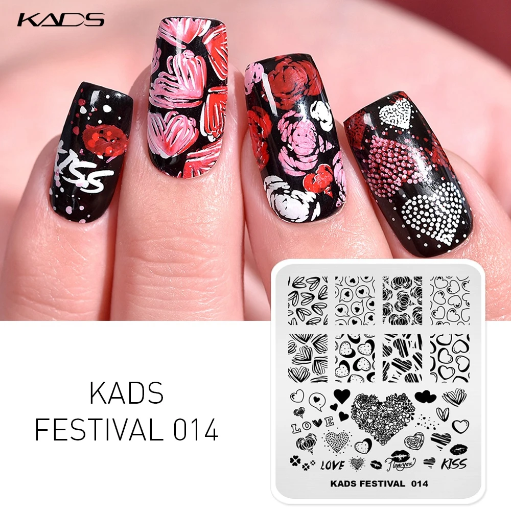 

KADS Nail Stamps Nail Art Design Beauty Heart-shaped Pattern Stamping Plate DIY Nail Polish Stamping Manicure template For Nails