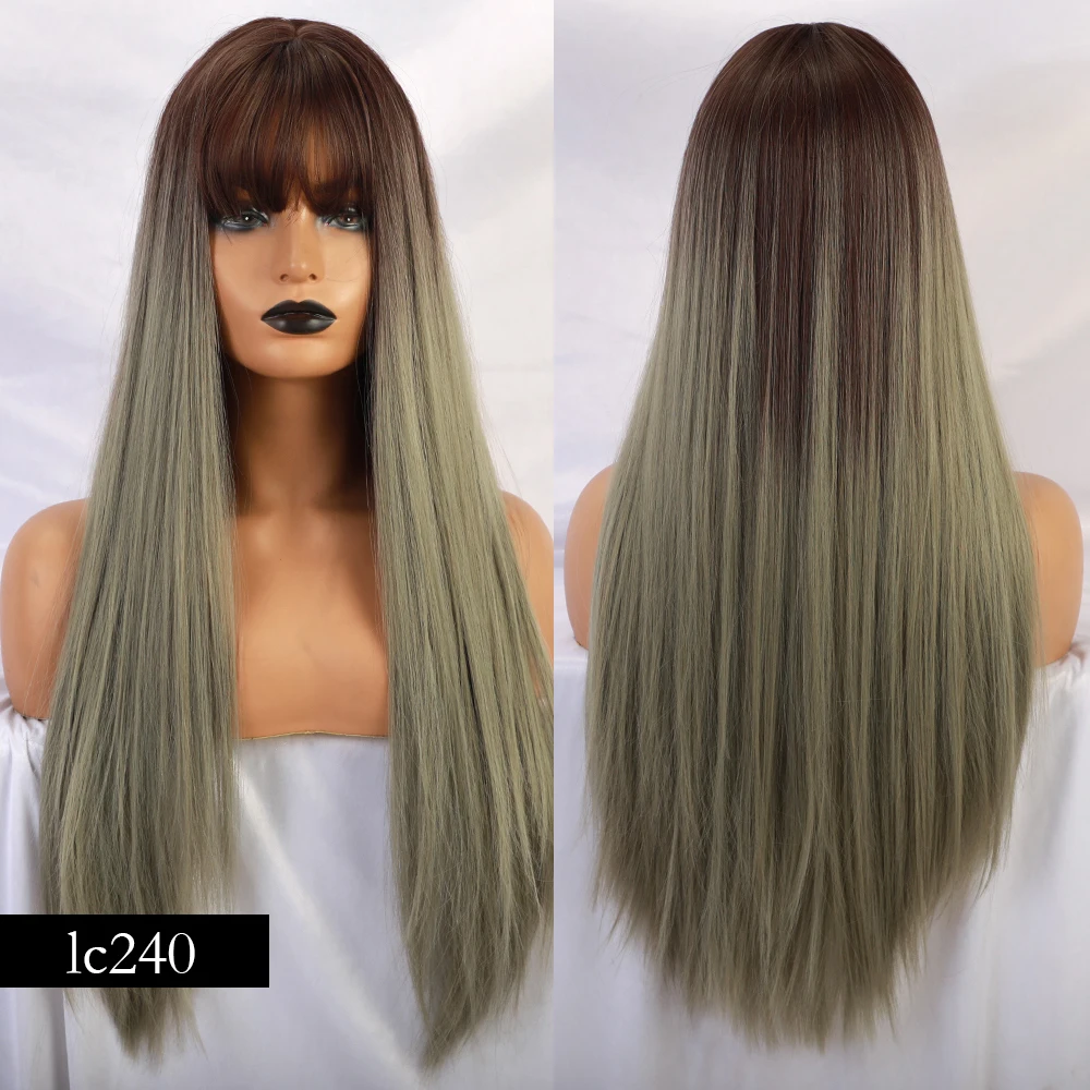 Парик блонд Единорог длинный прямой синтетический с эффектом омбре светлый