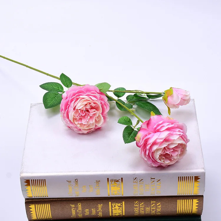 Rose red yumai 1 шт. 3 головы пион шелковые искусственные цветы поддельные розы невесты свадьба украшение - Цвет: Rose red
